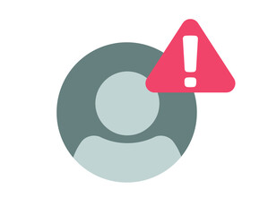 Poster - User member caution warning alert icon vector, person account fake scam simple sign symbol, customer profile risk error exclamation issue, hacker login suspicious ui element image clip art
