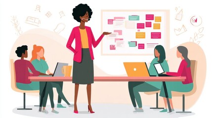 Poster - A team of diverse people in a meeting.