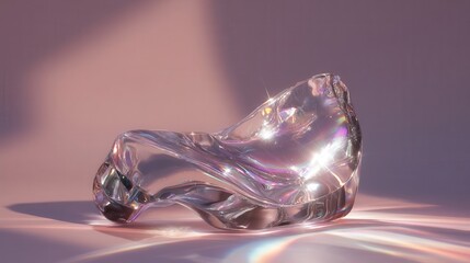 Poster - Abstract glass sculpture with iridescent light.