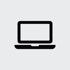 Fototapete - Minimalist Black and White Laptop Icon Simple Computer Symbol Digital Technology Device Graphic Design Element