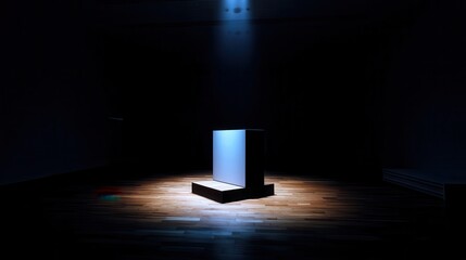 Poster - Empty stage illuminated by spotlight.