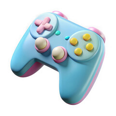 Poster - Pastel-colored gaming controller with a retro aesthetic isolated on transparent background