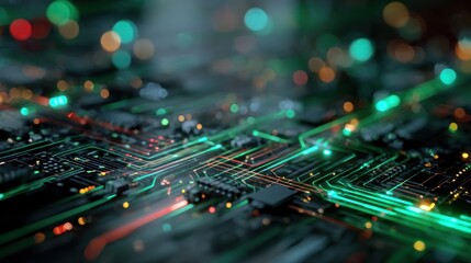 Poster - Abstract circuit board glowing lines