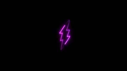 Wall Mural - glowing electric power bolt icon animation. neon charging power icon. neon battery icon and power ic