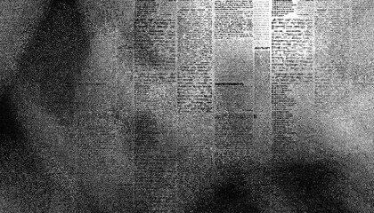 Poster - Overlay old black newspaper paper grunge vintage background. Grunge halftone style