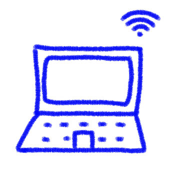 Minimalist hand drawn Laptop with wifi icon