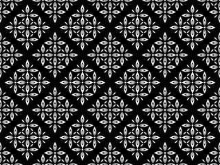 Aufkleber - Flower geometric pattern. Seamless vector background. White and black ornament.