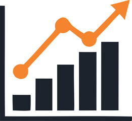 Poster - Rising Bar Graph with Upward Trending Line Illustrating Growth and Success in Business or Finance with a Clean and Modern Aesthetic Design on White Background