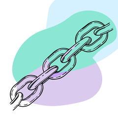 Poster - This image features a chain link illustration with abstract color accents, suitable for websites and blogs about connection, security, data, or digital linking and partnerships.

