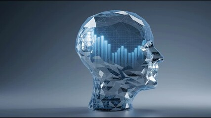 Poster - Quantum generated icon representing market memory zone reconstructor with innovative and modern design elements. Crystal Head with Data Bars – Animated Video Version