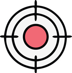 Poster - Stylized Target with Pink Bullseye and Black Crosshairs on White Background Representing Accuracy Focus and Goals in a Simple Graphic Design This image