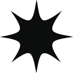 Poster - Abstract Black Starburst Shape with Sharp Points on a White Background Graphic Design Element Simple Vector Illustration Isolated Object Minimalist Style Modern Aesthetic