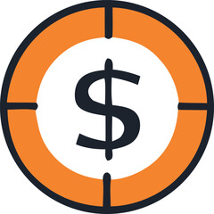 Poster - Targeting Financial Success A Bold Dollar Sign in the Crosshairs of an Orange and Black Target Representing Investment Goals and Strategic Financial Planning