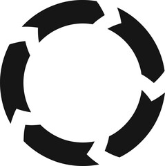 Poster - Five thick arrows forming a circle, symbolizing a continuous process, cycle, or workflow, ideal for representing recurring tasks or infinite loops