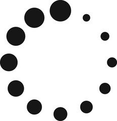 Poster - Loading icon featuring twelve black dots arranged in a circular pattern, visually representing processing or buffering. Ideal for illustrating progress in digital interfaces