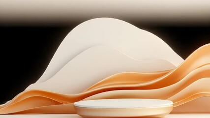 Poster - Elegant Cream Podium on Beige Backdrop for Product Display and Stylish Presentation