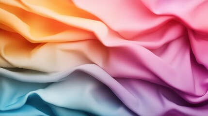 Poster - A vibrant array of draped fabric displaying stunning gradient color transitions, capturing the fluid motion and texture that appeal to artistic sensibilities and emotions.
