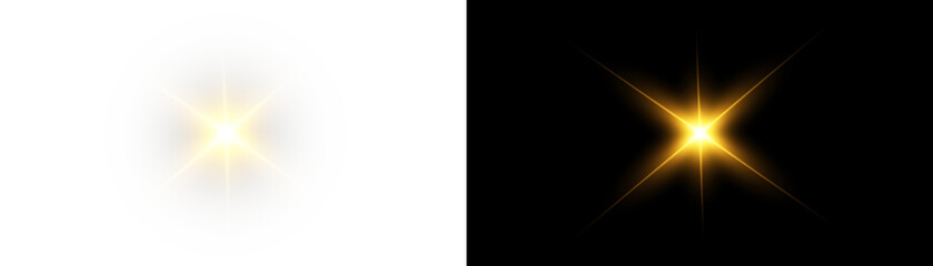 Poster - Png shine gold star. light with sparkle effect. Glowing yellow light, magic star sparks.	