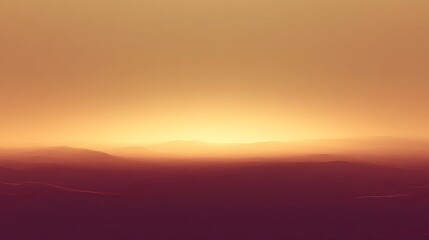 Wall Mural - Ethereal landscape with warm sunset glow over mountains, panoramic vista, abstract scenery