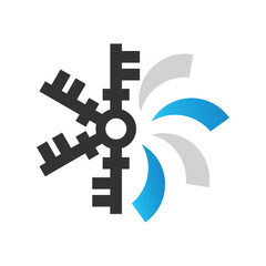 Poster - The image shows a flat logo design that depicts a bunch of keys with half whirlwind abstract shape 
