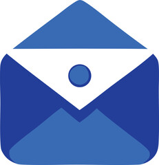Poster - Stylized Blue and White Envelope Icon with Central Circle Suggesting Communication Messaging or Notification with a Modern Flat Design and Rounded Corners for a User