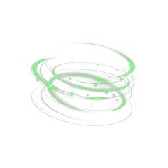 Aufkleber - Futuristic, swirling green neon light PNG - transparent background, glowing trace, abstract twisted rays, sparkling energy movement, rotating wave lines, high-tech speed effect design.