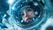 © Larisa AI - An astronaut, encapsulated in a helmet, gazes into the cosmos, embodying a sense of wonder and discovery amidst the profound vastness of outer space.