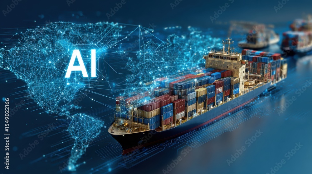 Stunning photo of aI and global logistics concept with world map ...