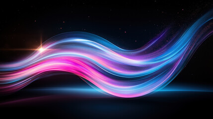 Fototapete - Colorful light waves create stunning visual effects in dark space