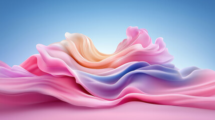 Poster - Colorful abstract wave pattern with pink and blue hues in soft shapes