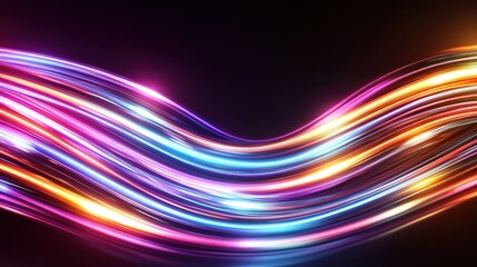 Fototapete - An abstract image featuring vibrant, flowing light waves in a dark background, illustrating motion, energy, and the beauty of colorful illumination.