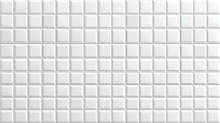 Poster - Pristine white ceramic square tiles forming seamless geometric pattern, creating sleek minimalist design suitable for contemporary bathroom and kitchen surfaces
