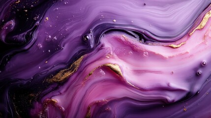 Poster - A mesmerizing abstract artwork featuring swirling shades of purple and pink intertwined with shimmering gold accents, evoking feelings of creativity and inspiration.