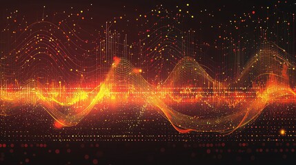 Poster -  Dynamic soundwave visualization digital space abstract art vibrant environment close-up view audio concept
