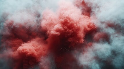 Poster - A vivid explosion of colorful smoke billows gracefully against a light backdrop, illustrating the beauty of abstract art and the interplay of colors in motion.