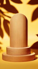 Aufkleber - Minimalist wooden pedestal display stand with smooth rounded top and circular base