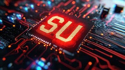 Poster - Innovative circuit board design showcasing su technology high-tech lab digital art futuristic environment close-up view engineering concepts