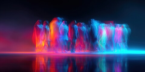 Poster - Vibrant Long Exposure Photo of Colorful Light Trails Blur Movement at Night