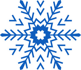 Poster - Geometric and stylized blue snowflake resting on a white background, capturing the essence of winter and the festive spirit of Christmas, evoking images of cold weather, ice, and snow