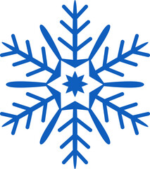 Poster - Classic six pointed blue snowflake featuring a star shaped center, representing the beauty of winter, the festive spirit of Christmas, and the chill of freezing temperatures