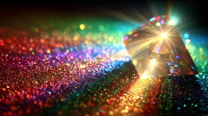 Poster - Vibrant multicolored glitter shimme surface with sparkling reflections and glow