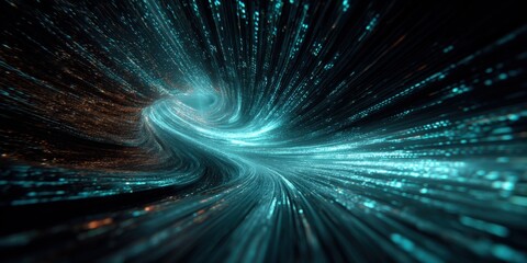 Poster - Dynamic Abstract Light Streaks with Bright Glow and Motion Effect in Dark Space