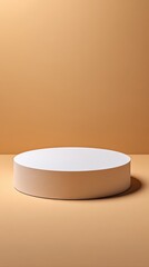 Poster - Minimalist Round Display Platform on Warm Neutral Background for Product Showcase