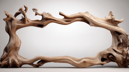 Poster - Artistic natural wooden frame made from twisted and gnarled driftwood piece
