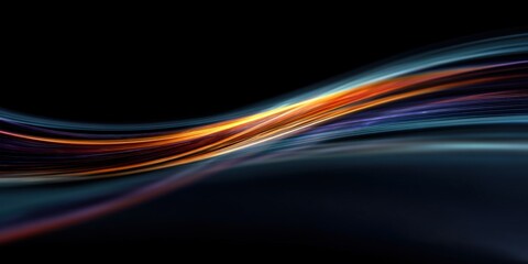 Poster - Dynamic flow of colorful light streaks against dark background with motion aesthetic