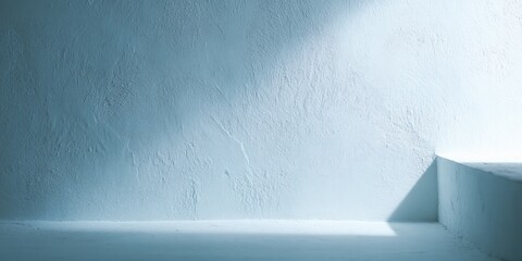 Poster - Bright minimalist interior with textured wall and natural light illuminating space