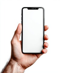 Poster - Hand holding empty smartphone screen with blank display and black frame