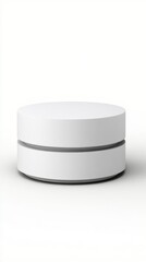 Poster - Minimalist white platform with smooth cylindrical shape isolated on a white background