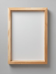 Poster - Minimalist wooden picture frame with white background on plain wall