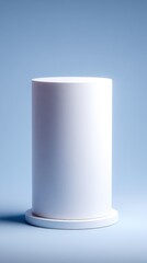 Aufkleber - Minimalist white cylindrical pedestal with smooth surface on light blue background